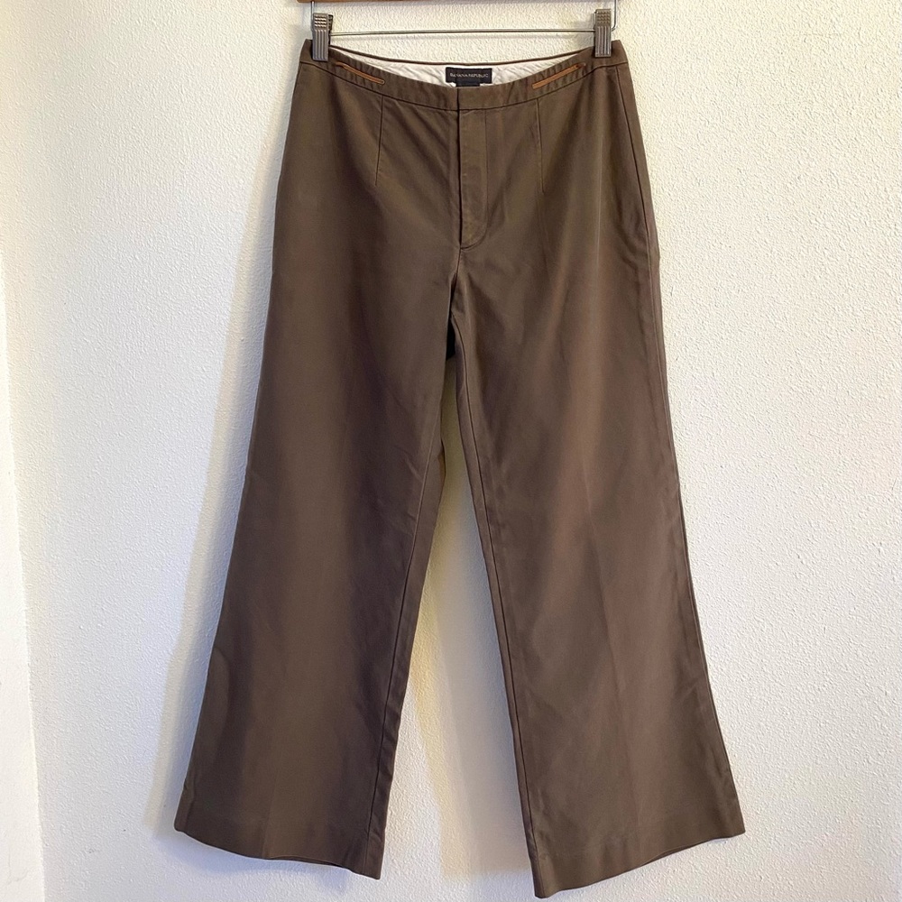 Vintage Y2K Banana Republic Brown Wide Leg Cropped Pants Size 6